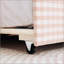 Lit de jour Cozy Gingham avec couchette, canapé-lit simple, aucun sommier nécessaire, port USB, forme de vague adorable, tissu en lin, rose-466267893