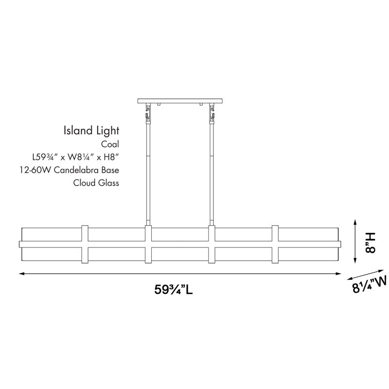 Minka Lavery Cloud Break - 60 Inch Wide 12 Light Island In Coal Finish, 8" H x 59.75" W x 8.25" D
