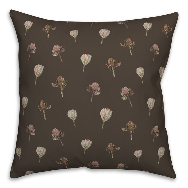 Floral Reversible Throw Pillow, Charcoal Black