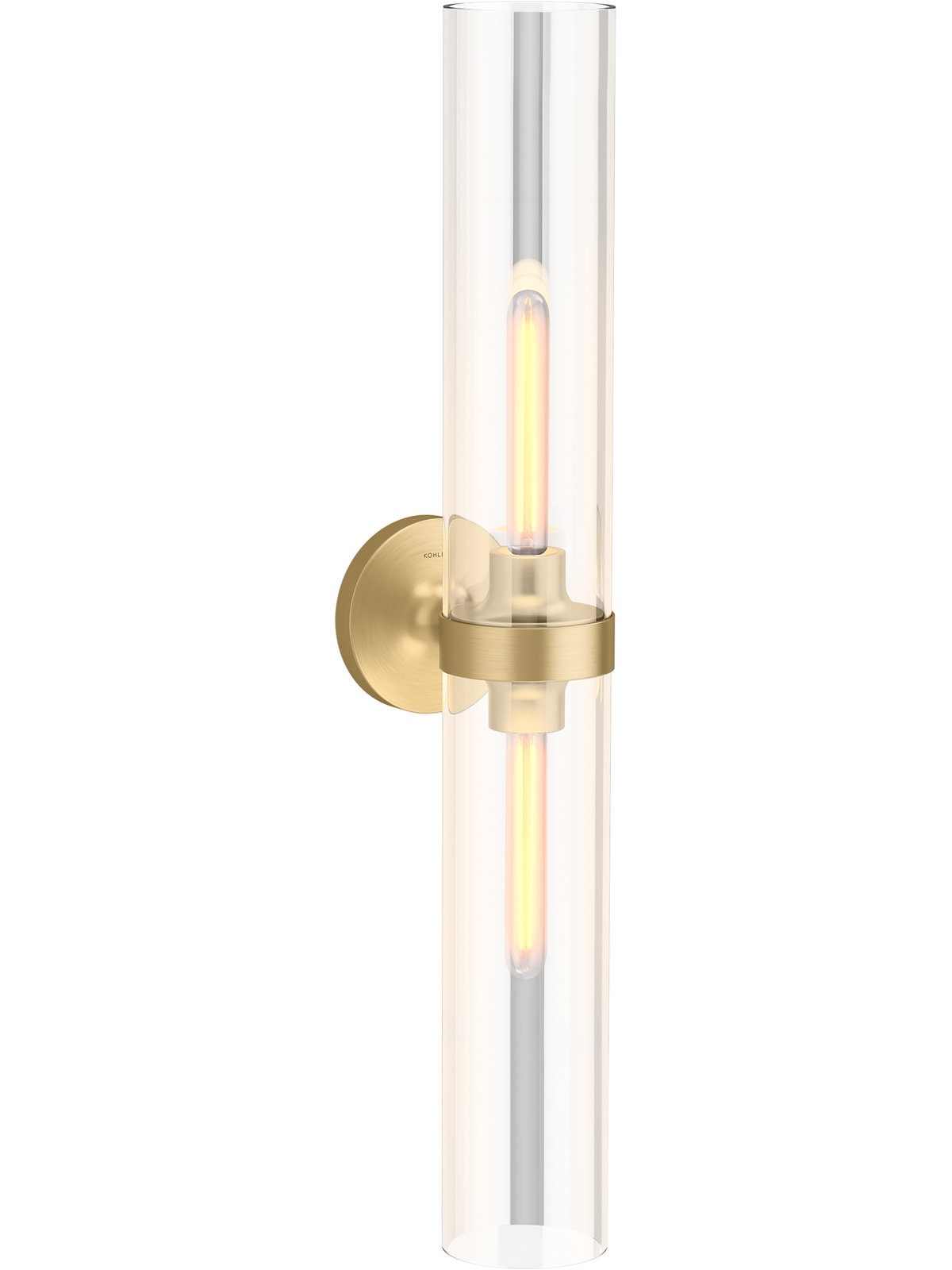Purist 2-Light Wallchiere, Brushed Moderne Brass, 29.3125" H x 4.75" W x 6.875" D