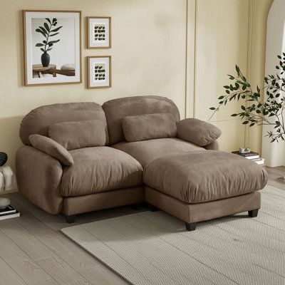 Canapé d'angle en chenille avec pouf amovible