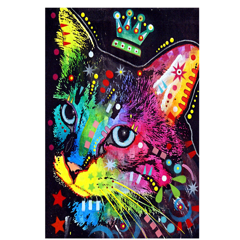 Thinking Cat Crowned by Dean Russo - Print on Canvas, 66.04 cm H x 45.72 cm W x 3.175 cm D, No Frame
