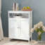 Armoire de rangement pour salle de bain avec portes à double volet, armoire de plancher avec tablette réglable et tablette ouverte