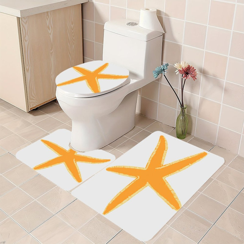 Ensemble de 3 tapis de salle de bain orange Starfish