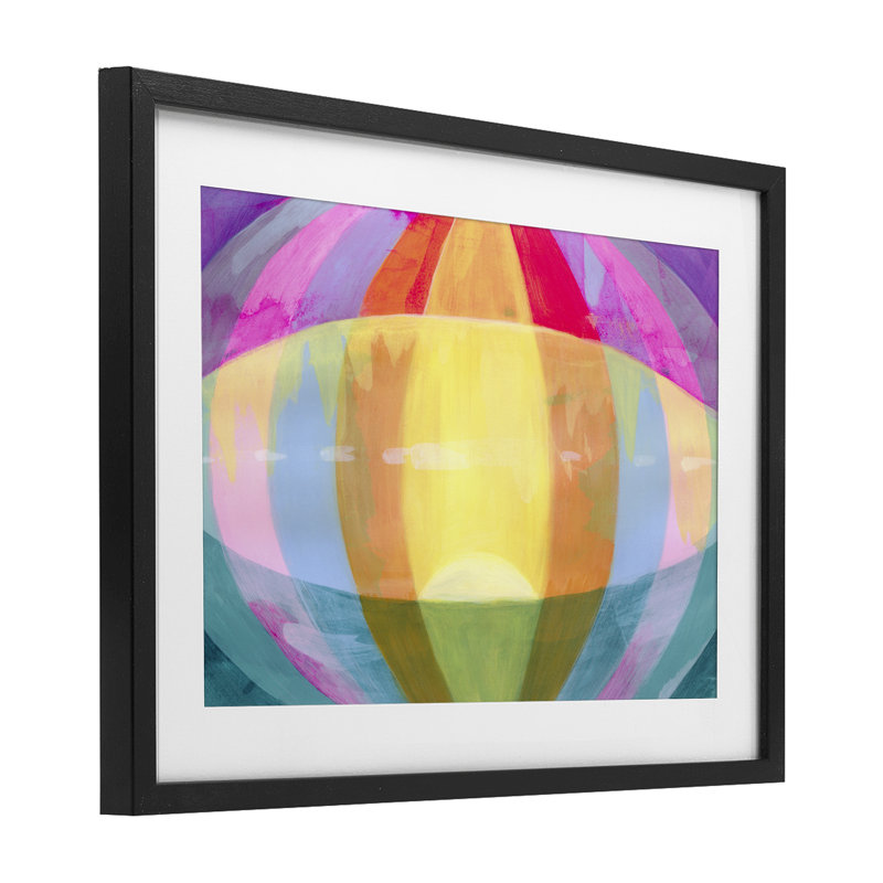 Reproduction encadrée de verre arrondi néon flare, design par Grace Popp, H 14 po x l 20 po, Cadre noir minuit