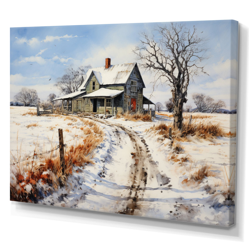 Markela Farmhouse Country Pointillism - impression, H 16 po x l 32 po x P 1 po, Toile tendue