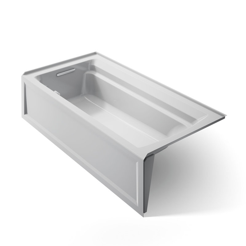 Archer 72" x 36" Soaking Bathtub, Ice Grey, Left