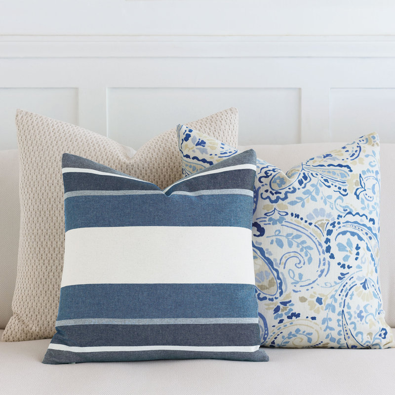 Wainscott Square Pillow Cover & Insert, Denim