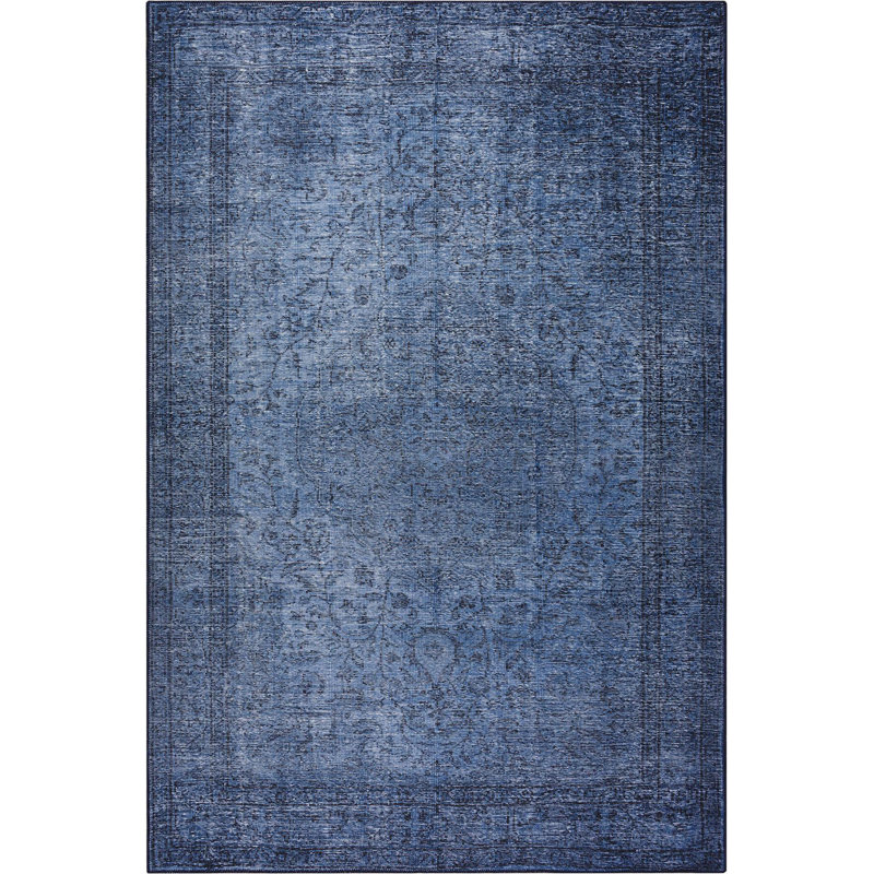 Tapis décoratif bleu marine à motif rétro, Tapis de couloir 2 pi 6 po x 5 pi
