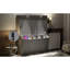 Grand lit avec bureau, gris, lumières à DEL, charge, mur peu encombrant pour le bureau à domicile, lattes de qualité, double titre de piston