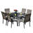 Staghorn 6-Person Metal Patio Dining Set, Rectangular Table with Umbrella Hole & PVC-coated polyester Fabric Chairs