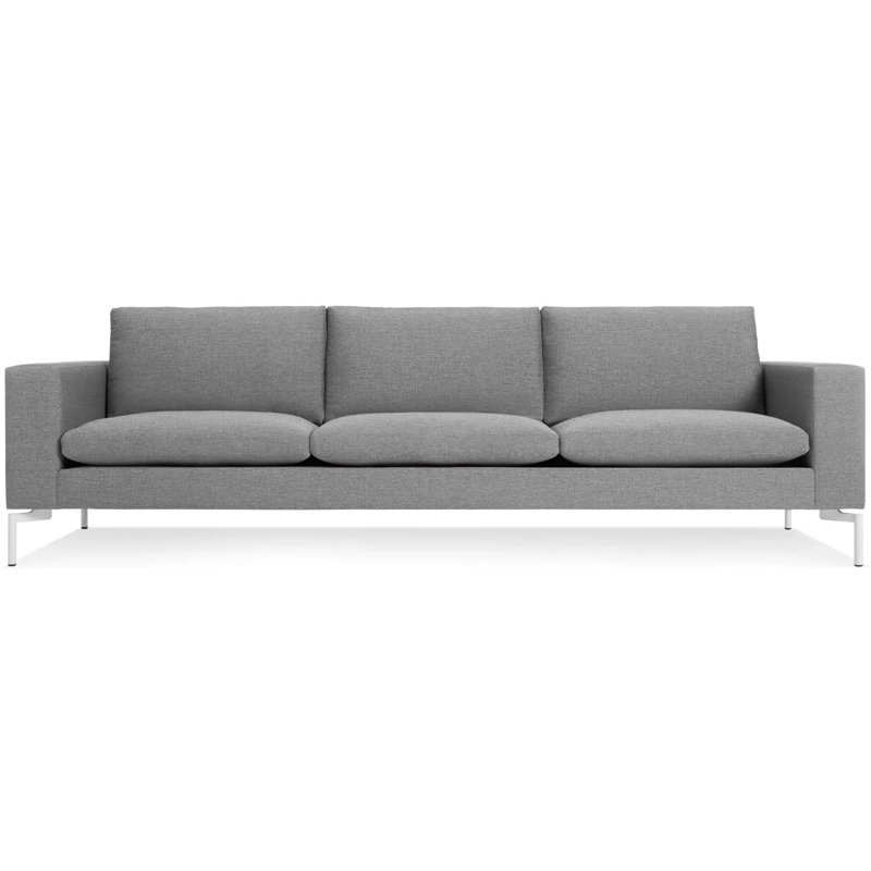 Nouveau canapé à accoudoirs carrés standard, H 32 po x l 104 po x P 35 po, Blanc, 100% polyester Spitzer Gray