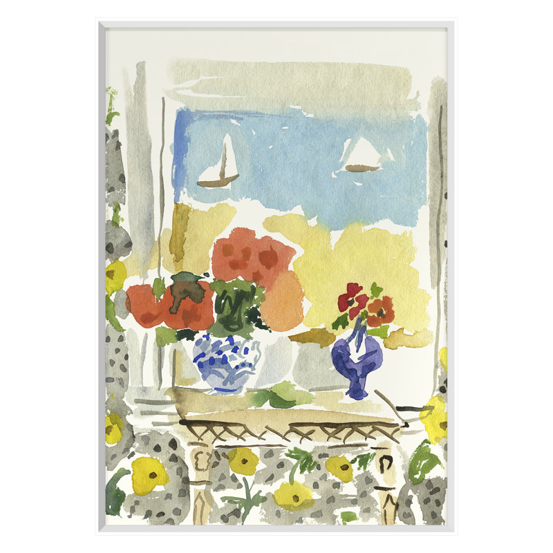 Travelling Begonias Shoreline par Dana Gibson - reproduction de cadre photo unique, Blanc, H 40 po x l 28 po