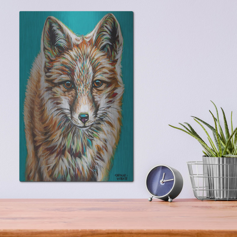 Loon Peak® «Teal Fox» par Carolee Vitaletti, art mural en métal, H 16 po x l 12 po