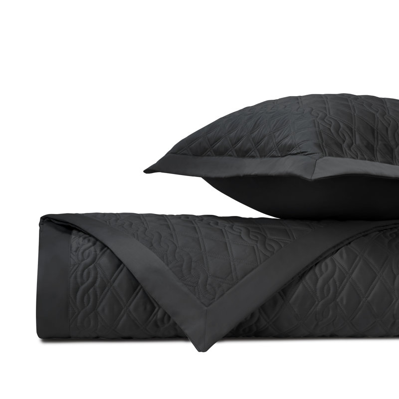 Standard Cotton 3 Piece Coverlet Set, King Coverlet + 2 King Shams, Black