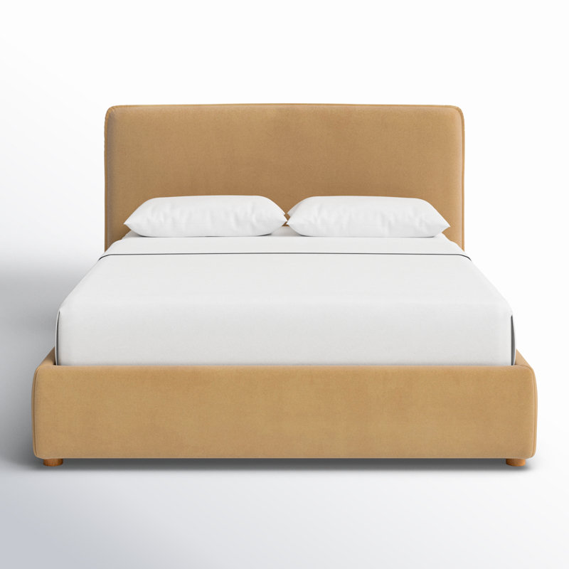 Callahan Upholstered Bed, Queen, Light Brown Velvet