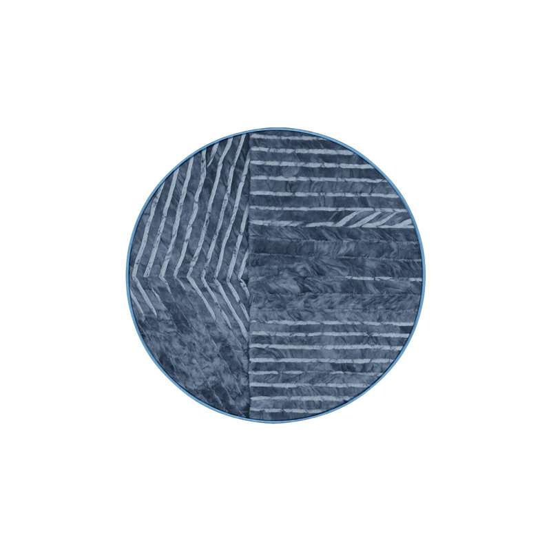 Machine Washable Blue Area Rug, Round 8'