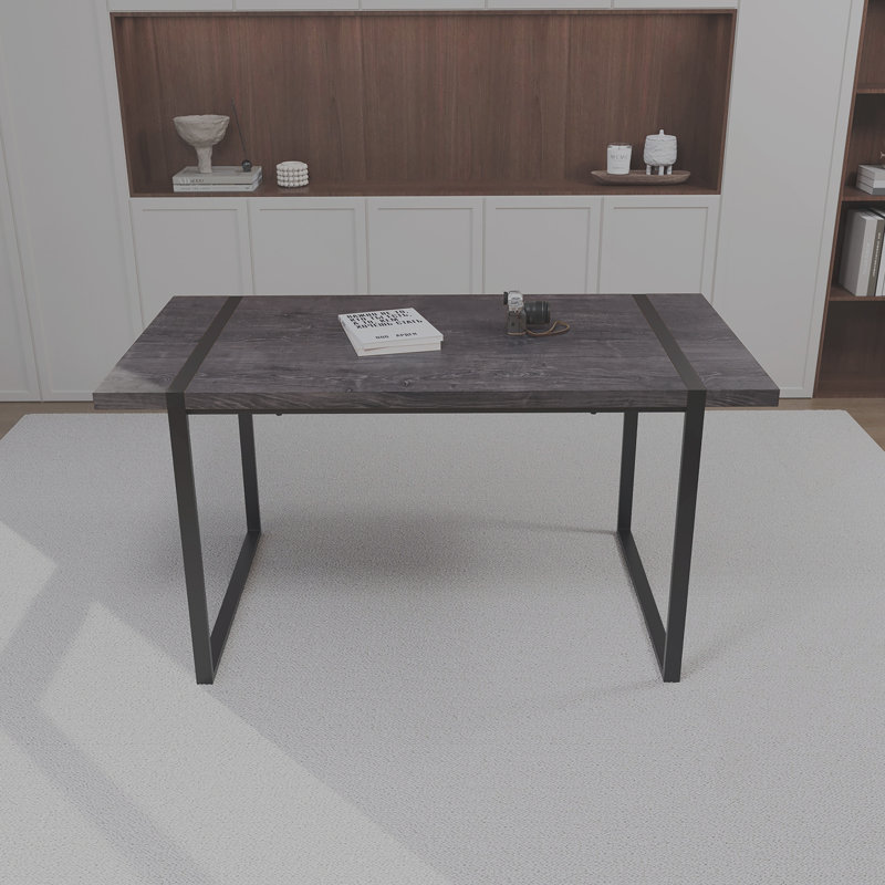 Table de salle à manger rectangulaire en bois aggloméré avec cadre en métal, H 29,95 po x L 59 po x l 31,5 po, Noir