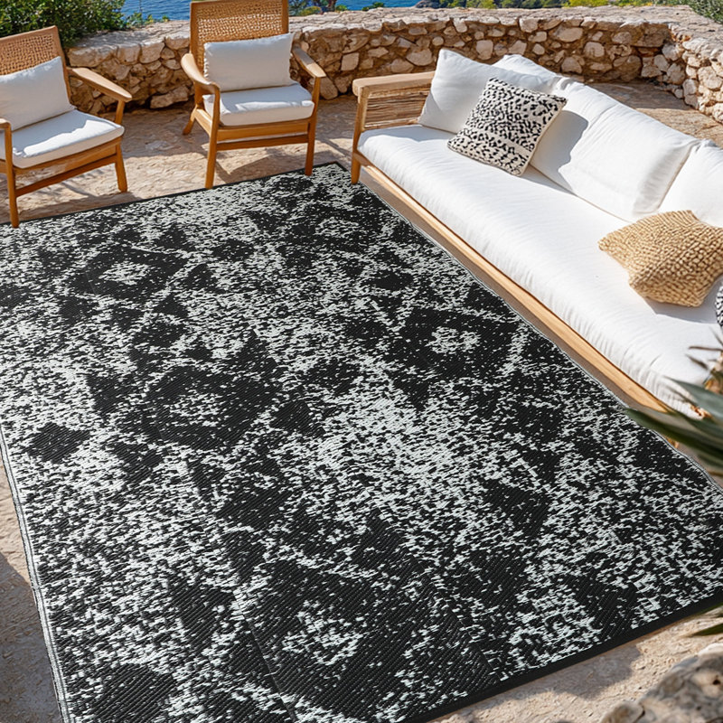 Costa Rica Grey Outdoor Rug, Rectangle 8' x 10'