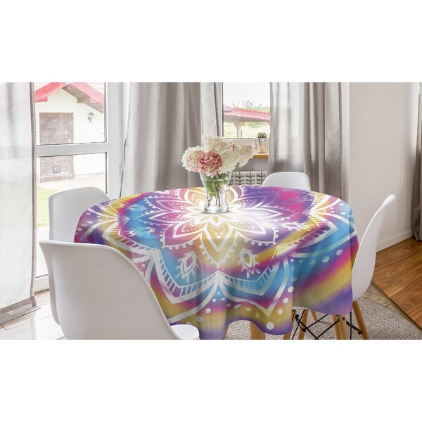 East Urban Home Round Rainbow Polyester Tablecloth 