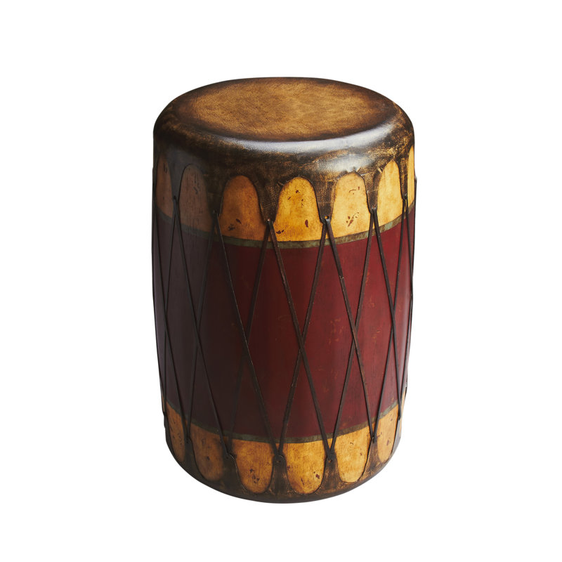 Navajo Leather 18"W Drum Side Table
