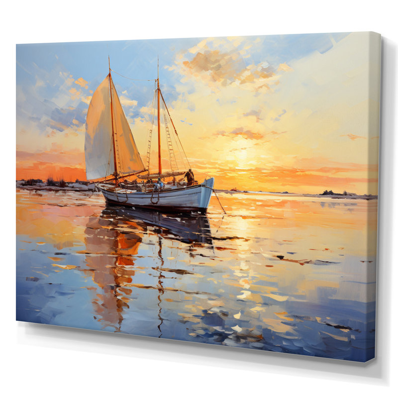 Boat Seascape Impression IV - Transportation Canvas Art Print, H 12 po x l 20 po x P 1 po, Toile tendue