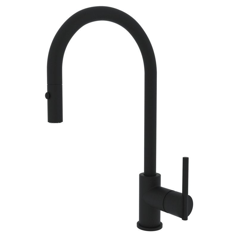 Pirellone Pull-Down Single Handle Kitchen Faucet, Matte Black