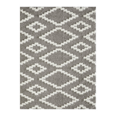 Tapis d'intérieur gris en polyester tissé à la machine Eliot