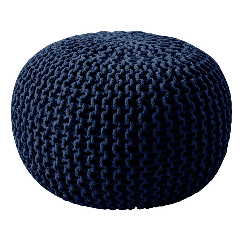 Round Pouf Foot Stool Ottoman By, Navy Blue