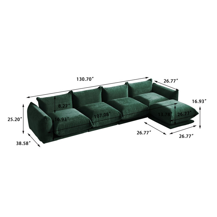 Ebern Designs 5 - Piece Upholstered Sectional | Wayfair