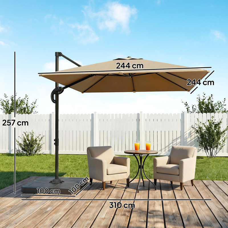 244cm Cantilever Parasol, Khaki