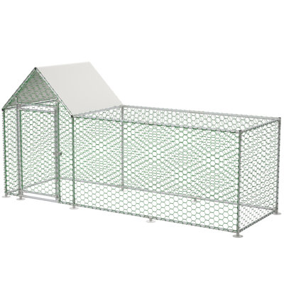 Galvanized Metal Chicken Coop With Secure Door And Water Tarp Habitat Rust Wire Portable Sun Cover