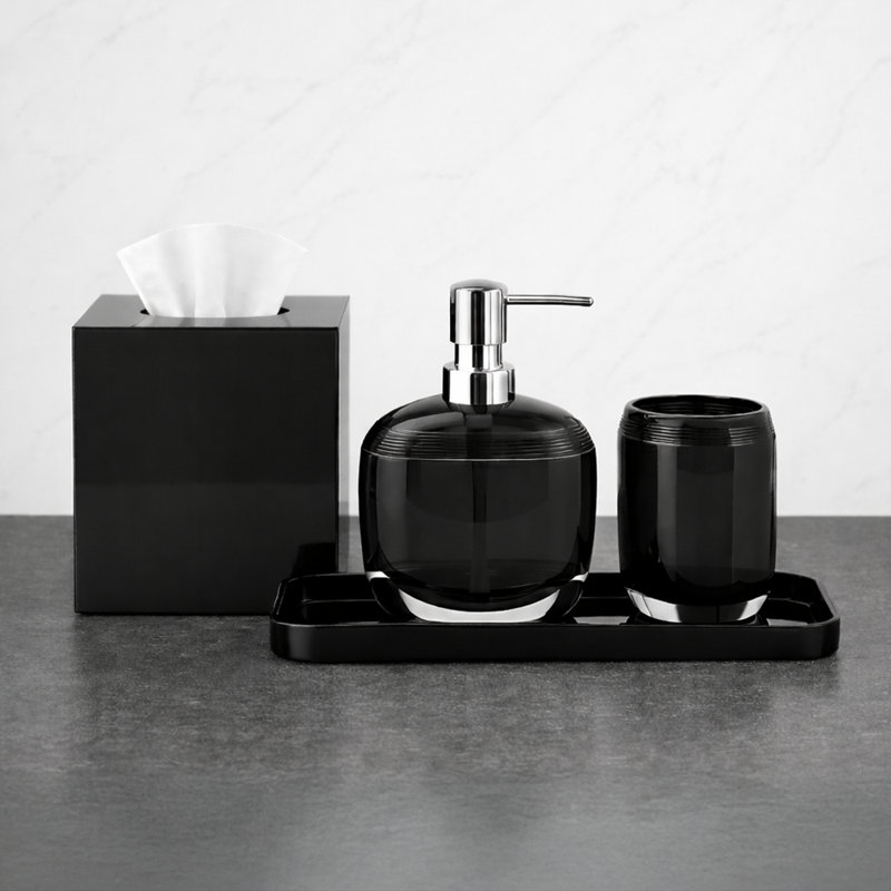  Aurik Luxurious Modern Bathroom Accessories Set of 4 Aurik Black Ideal Christmas, Bathroom or Christmas Decor Set
