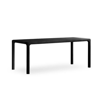 Black Rectangular Solid Wood Dining Table