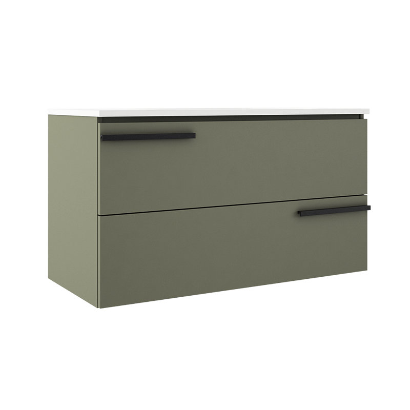 Meuble-lavabo mural deux tiroirs 36 po Accent - Noyer foncé, Noyer foncé