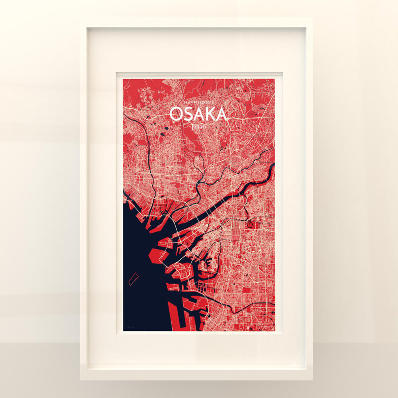 Osaka City Map In Nautical - No Frame Print, 17cm H x 11cm W x 0.05cm D