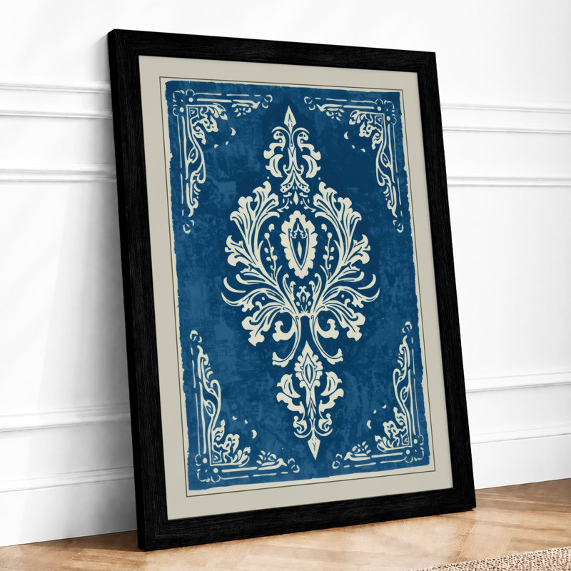 Ornamental Damask Art Deco - Framed Print, A4 - 29.7 x 21.0 cm, Black