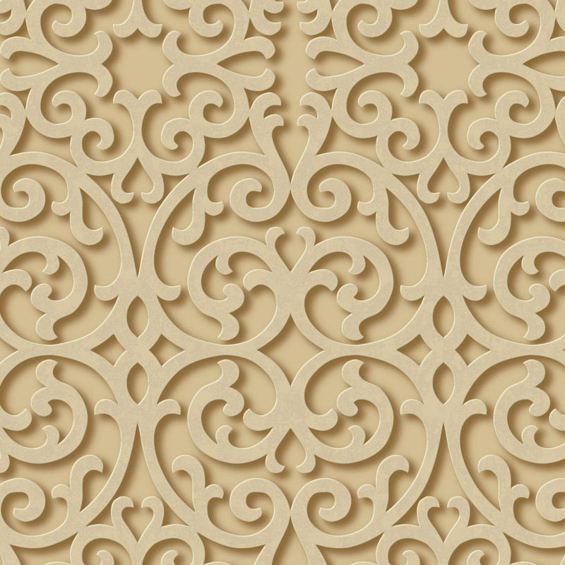 Papier peint en rouleau Fortuna, Or, Beige, Marron et Blanc