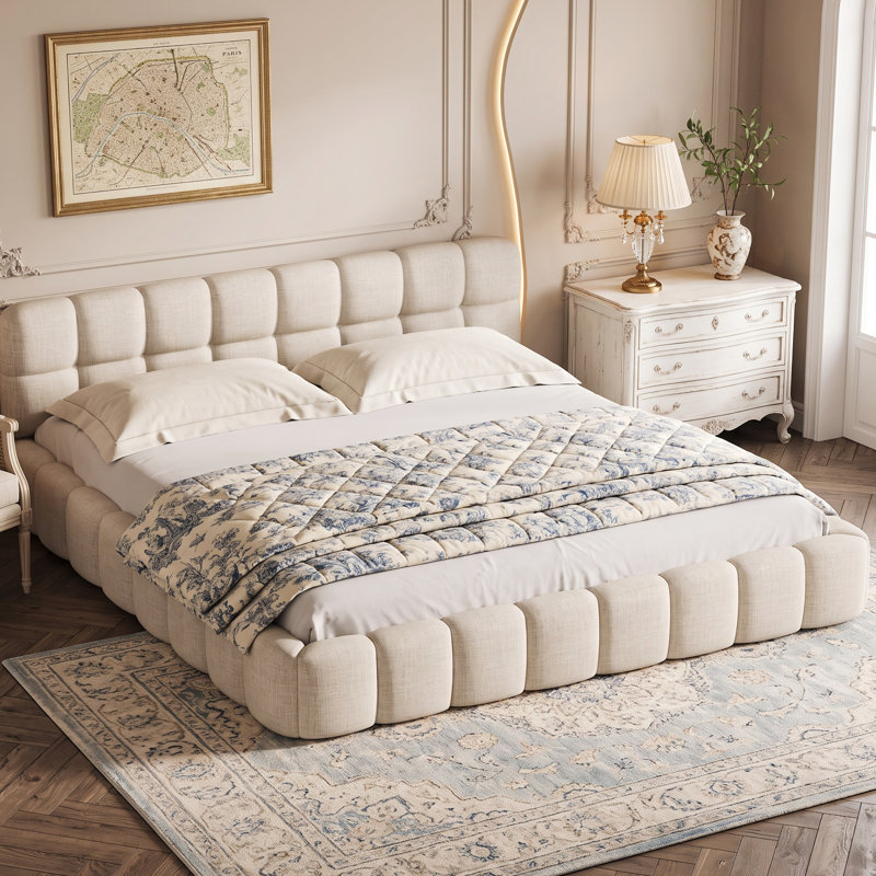Platform Bed, European Double (140 x 200 cm), Beige