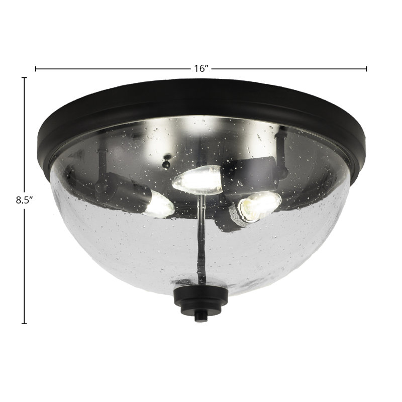 Plafonnier encastré, avec verre à bulles transparent, H 8,5 po x l 8,5 po x P 16 po, Noir mat