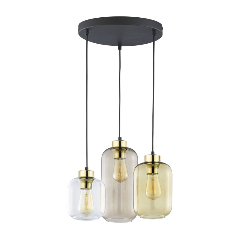 Saucedo 3 - Light Cluster Pendant, Transparent/Brown