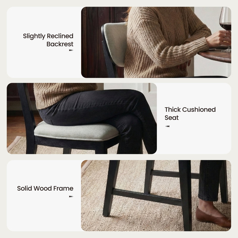 Upholstered Solid Wood Dining Chair, Brown