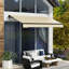 Auvent rétractable de 12 pi x 10 pi, patio avec fonctionnement manuel, tissu 280 g / m², structure en aluminium stable, auvent beige pour cour de 10 pi, terrasse et balcon robustes protégés par un abri pour le soleil