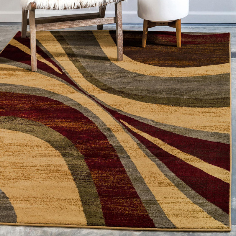 Ivetta Abstract Beige Area Rug, Rectangle 5'3" x 7'1"