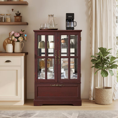 Vitrine avec bande lumineuse RVB en couleur et tiroir rabattable, bibliothèque de rangement autoportante pour la salle à manger, le salon, la chambre à coucher et le vestibule