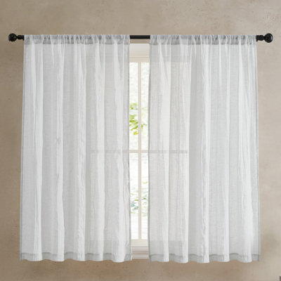 Solid Semi-Sheer Curtain Panel Set