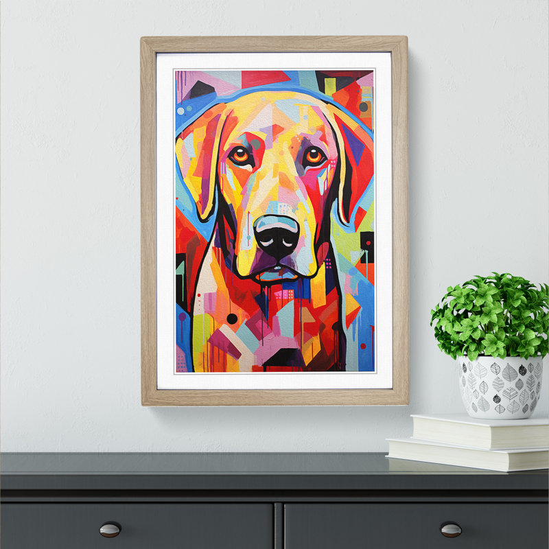 Labrador Retriever Constructivism - Framed Print, 64cm H x 46cm W x 2cm D, Oak