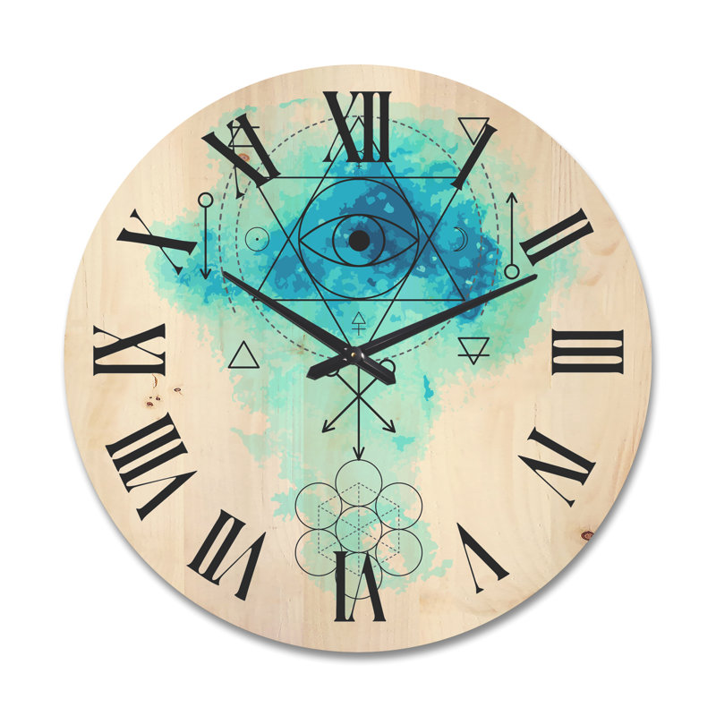 Symbole de l'alchimie et horloge murale en bois II, Grand