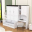 Lit escamotable en bois avec bureau intégré, canapé et rangement-2029379771