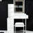 Left Side Bedside Cabinet Vanity With Stool, Extra Large Sliding Led Mirror Touch Control, 2 Ac + Sockets, Hair Dryer Bracket, 3-Color Lights, White Small Snug Cozy Extraordinarily Massive-2054359945